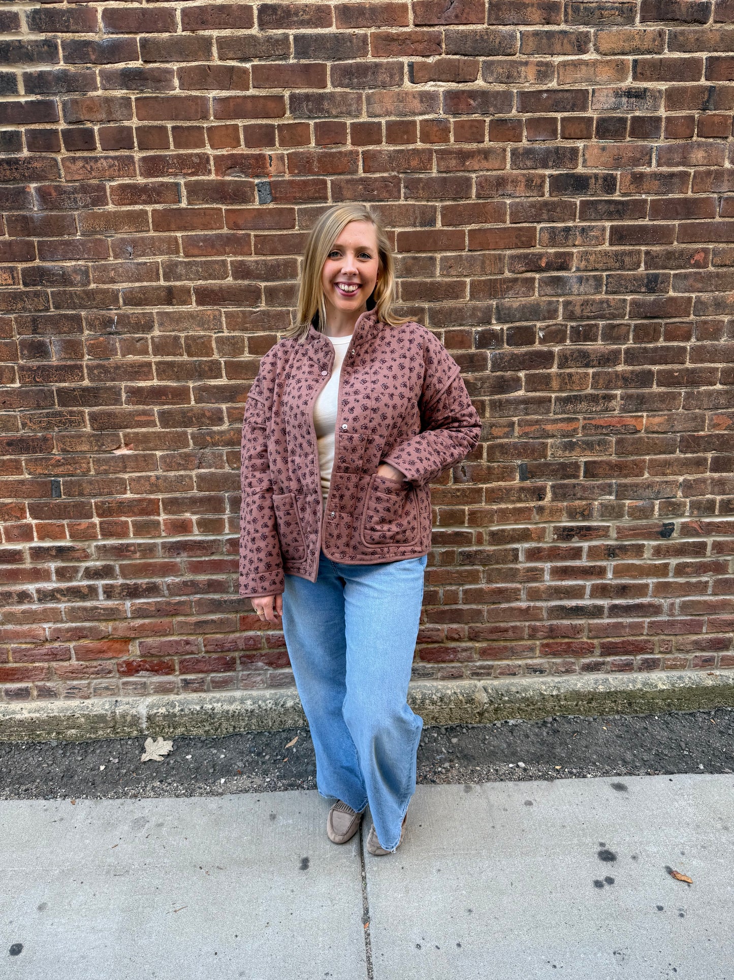 Ashley Button Down Coat in Ditsy Floral
