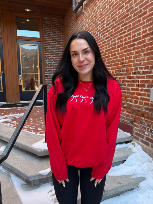 Dainty Bow Embroidered Crewneck