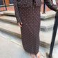 Eda Polka Dot Mesh Midi Skirt Dark Chocolate