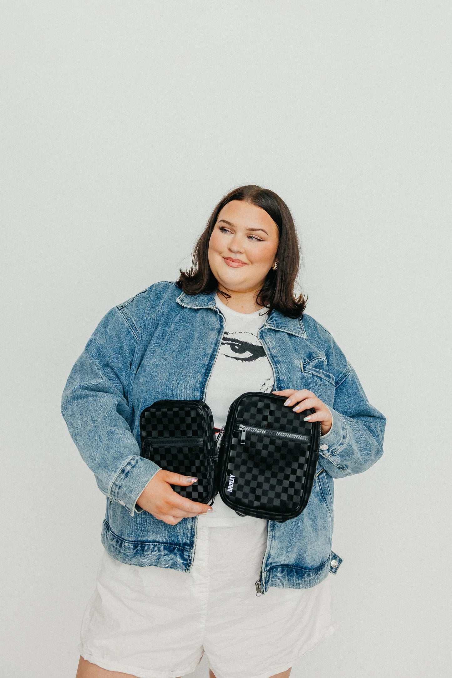 Shadow Checkered Crossbody Sling in Black