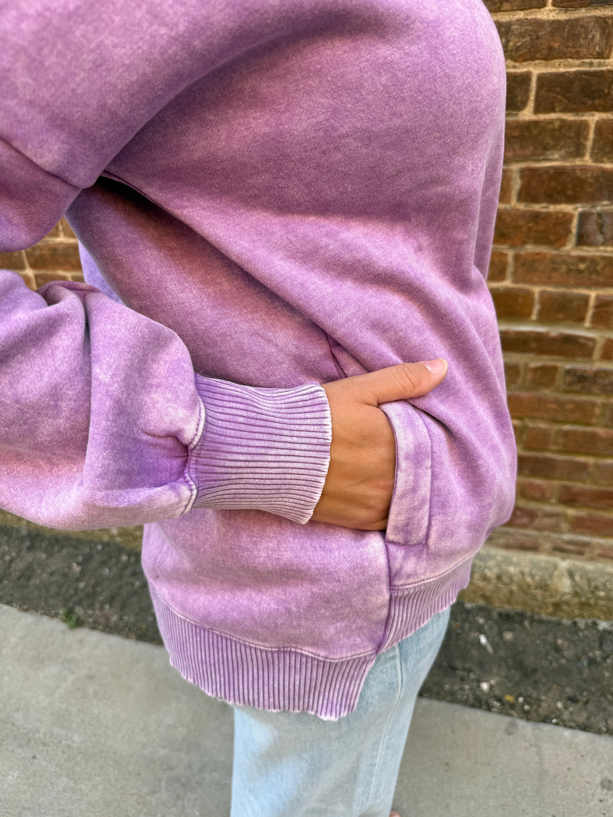 Melanie Violet Acid Wash Fleece Pullover
