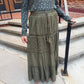 Afton Elastic Waist Maxi Skirt with Lace Trim in Olive