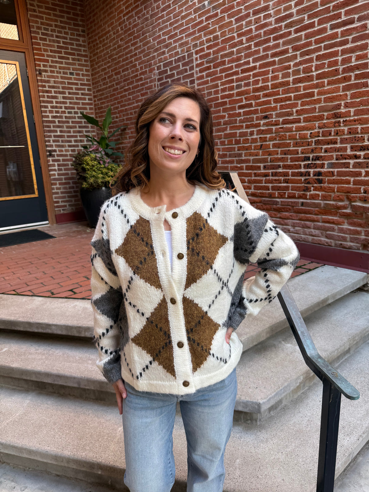 Renee Checkered Button Up Cardigan