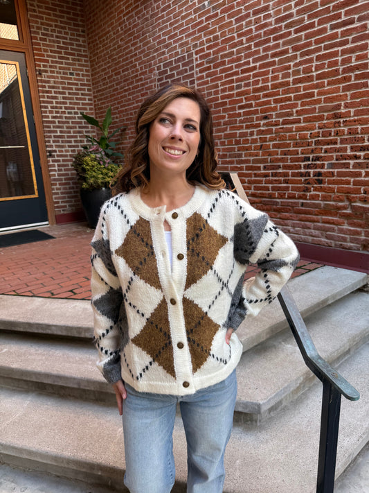 Renee Checkered Button Up Cardigan