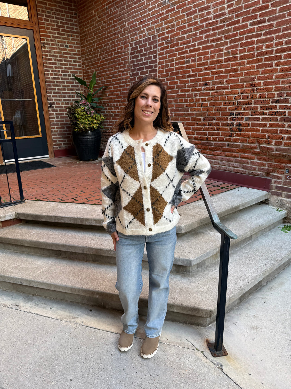 Renee Checkered Button Up Cardigan