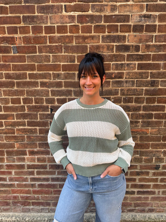 Broadbeach Stripe Sweater in Green