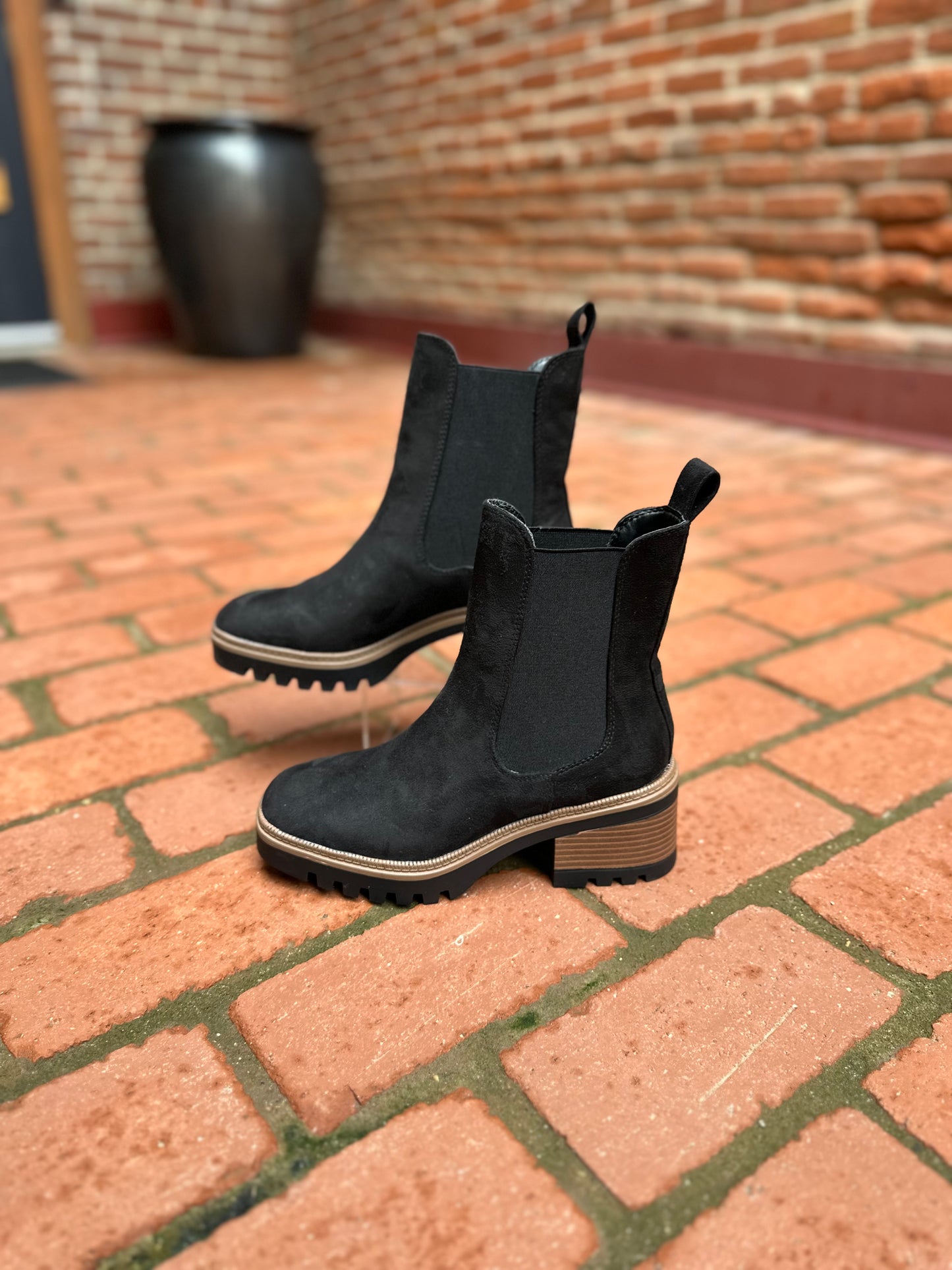 Jorey Black Lug Sole Block Heel
