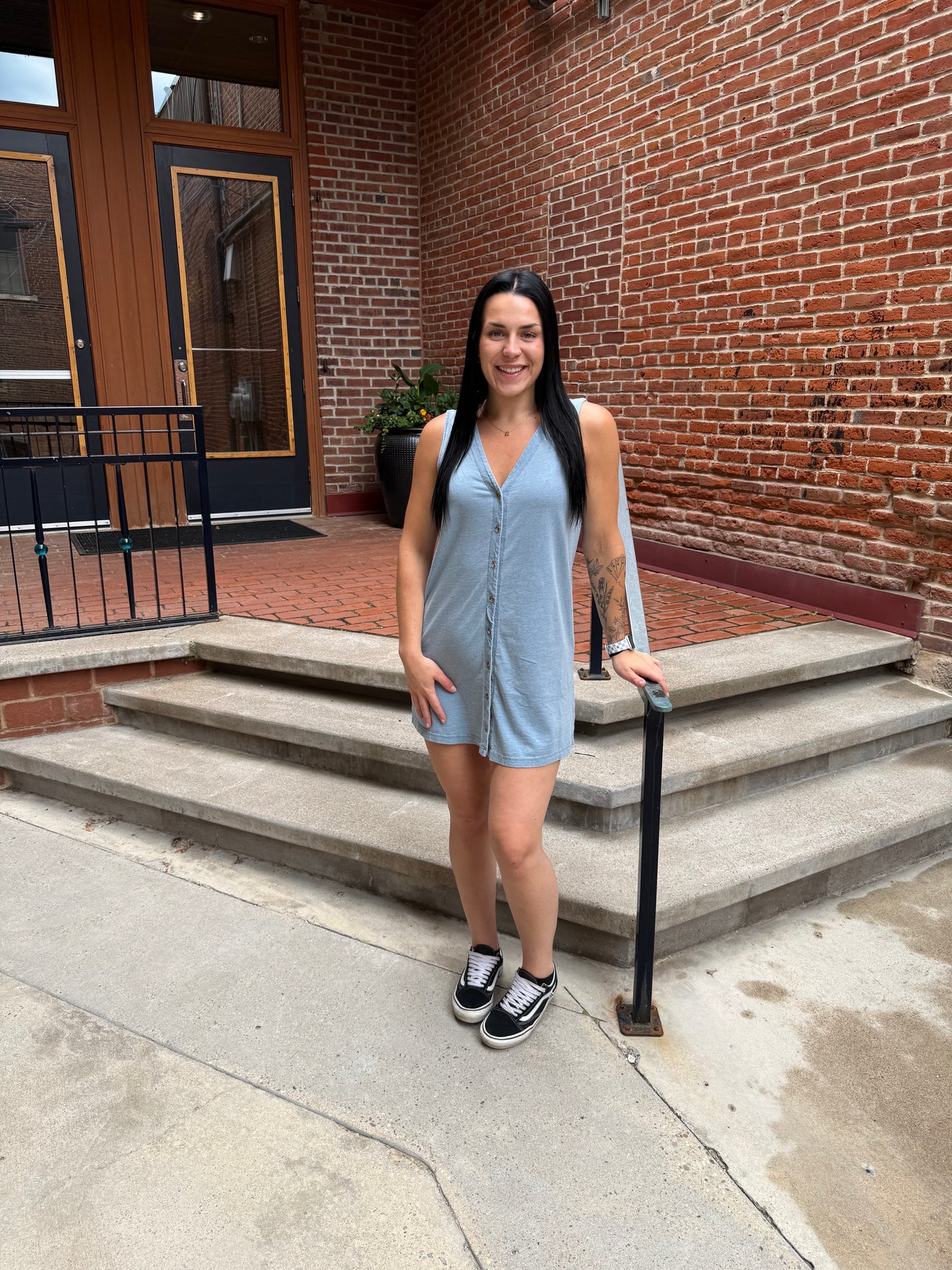 Solace Jersey Denim Mini Dress in Light Denim