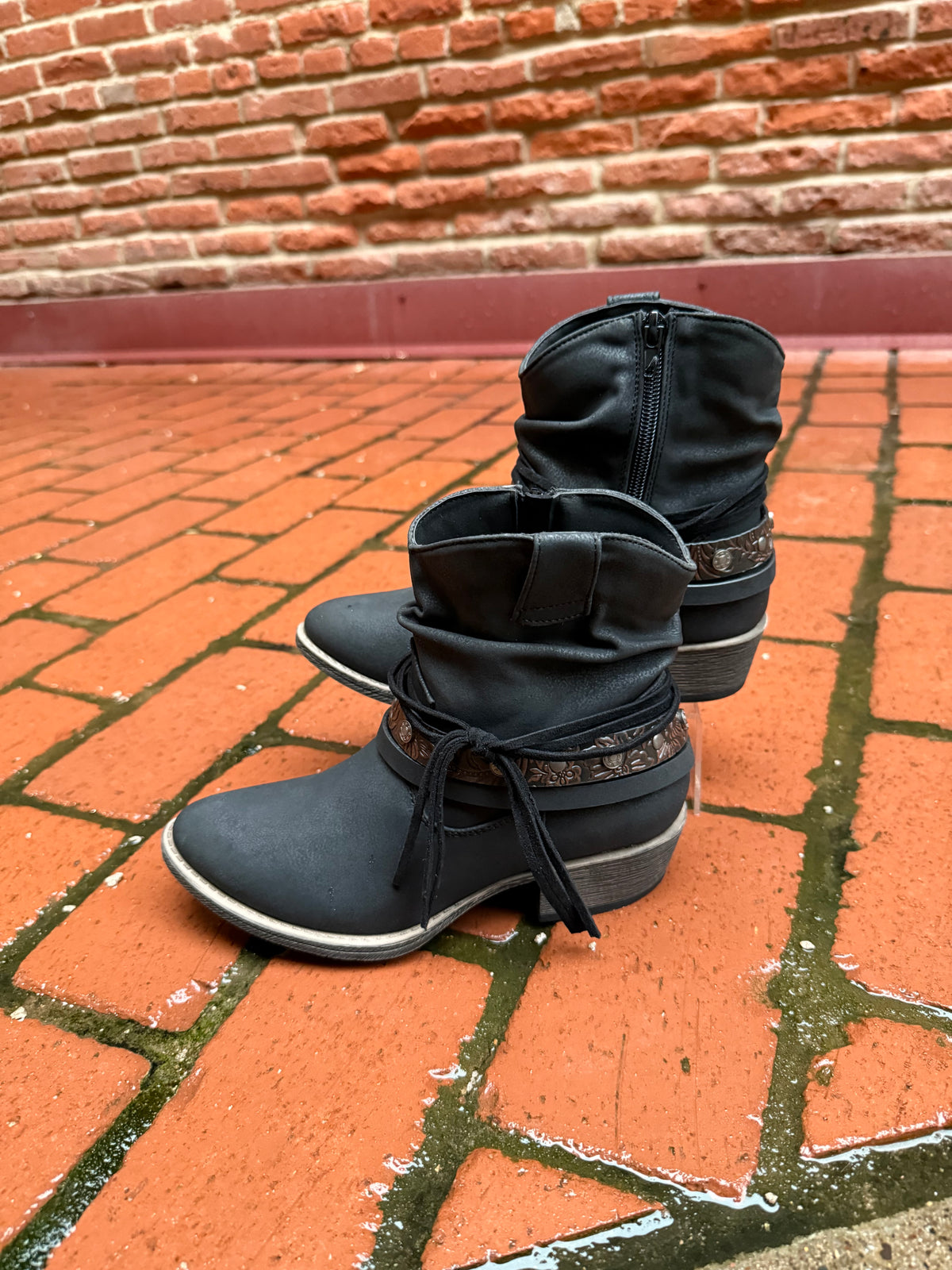 Clover Black Western Bootie