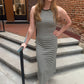 Goodwin Striped Midi Dress in Army Green