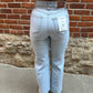 Ella Light Wash Tie Waist Clean Stretch Wide Straight