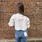 Bree 3/4 Puff Sleeve Embroidered Tie Front Blouse