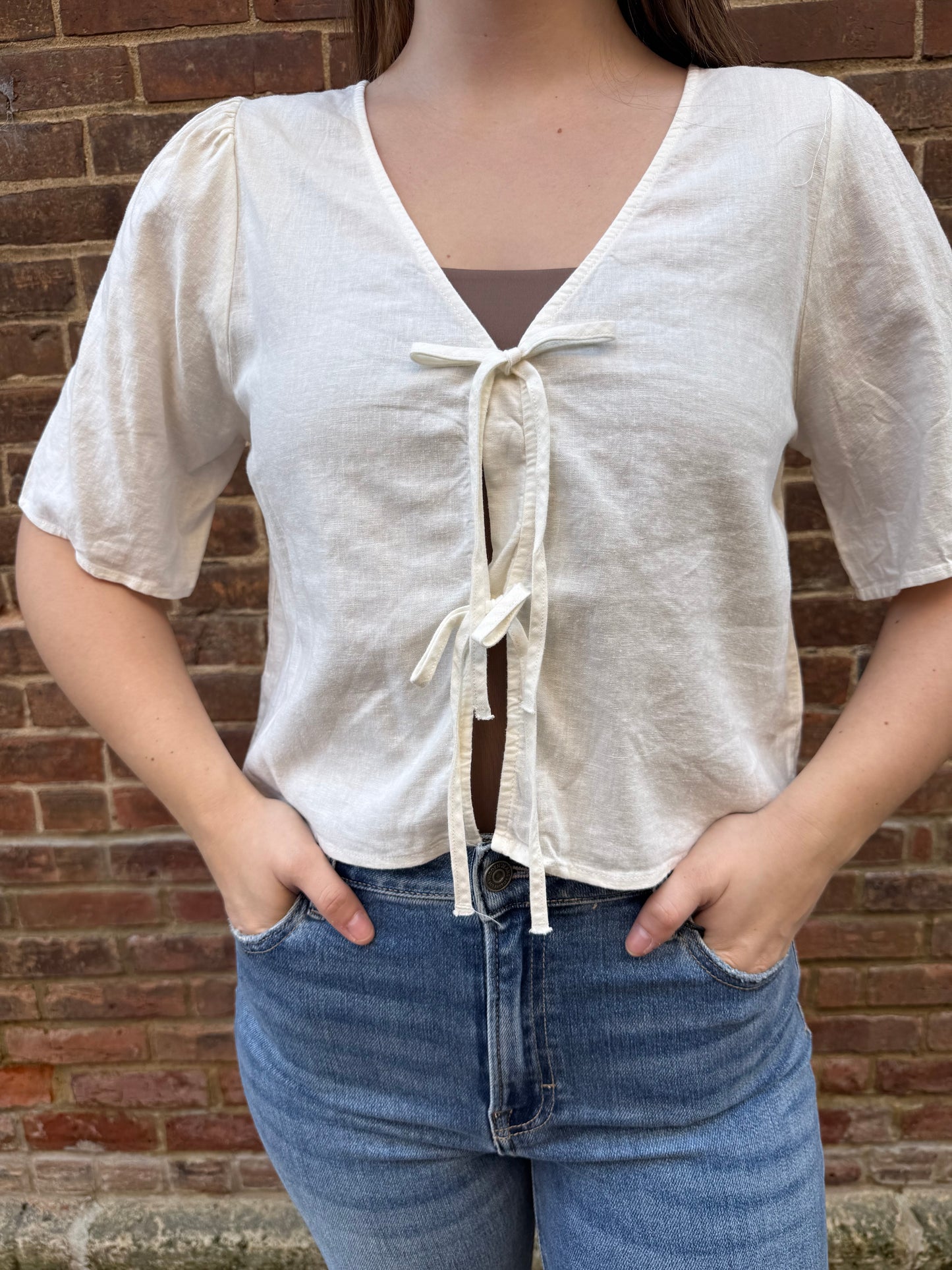 La Belle Linen Top in White
