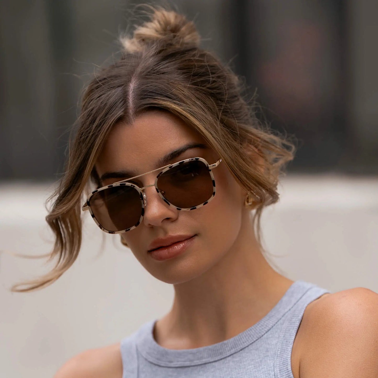 Gia Beige Tortoise Brown Lens Sunglasses