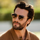 Nick Square Polarized Sunglasses in Sand Brown