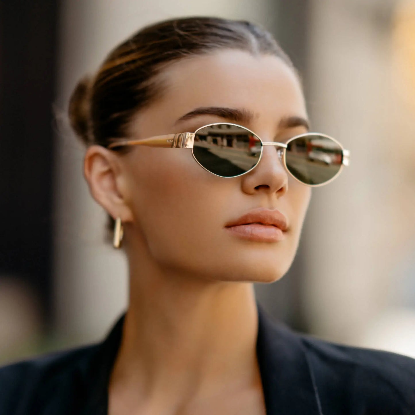 Verona Gold Frame Black Lens Sunglasses