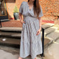 Amanda Striped Maxi Dress in Navy