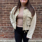 Kara Corduroy Collar Contrast Twill Crop Jacket