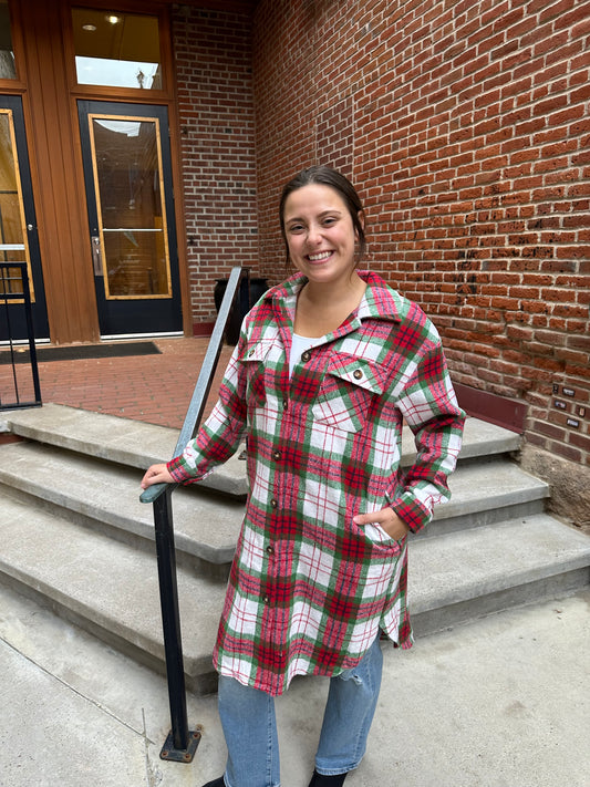 Ophelia Red, Green & White Plaid Long Flannel