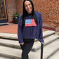Renae Graphic Knit Long Sleeve Top in Navy