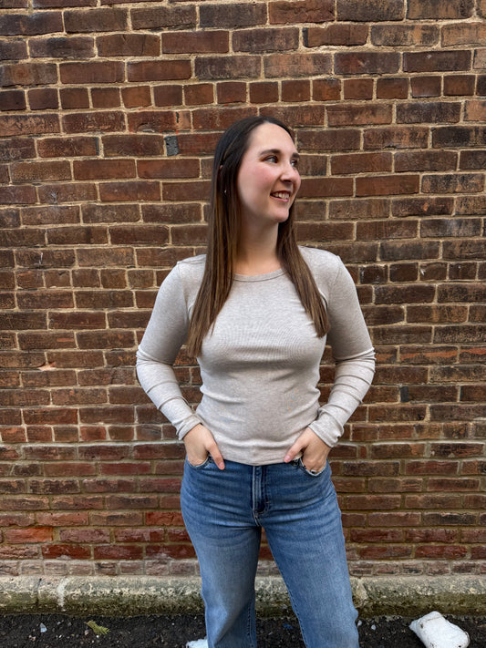 Natural Heather Second Skin Crew Long Sleeve