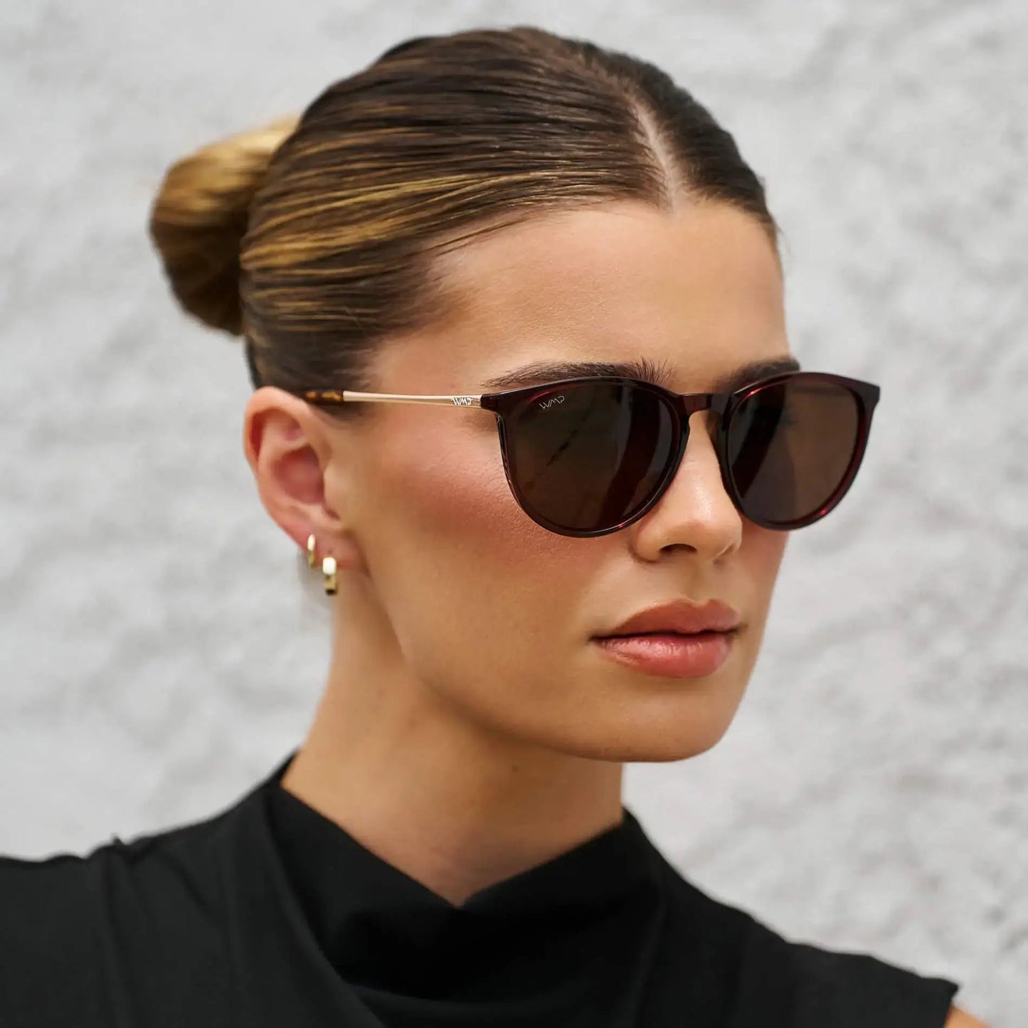 Drew Crystal Cherry Red and Dark Brown Lens Sunglasses