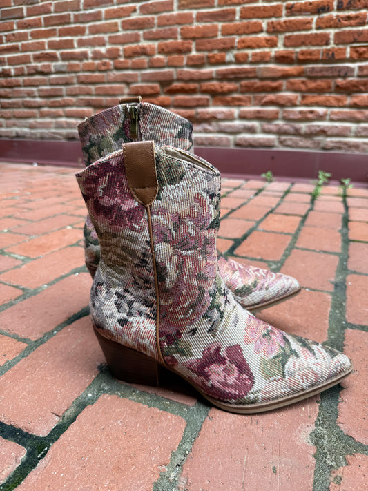 The Karina Mauve Tapestry Fall Bootie