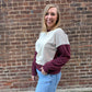 Ember Striped Terry Sweatshirt in Maroon