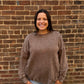 Melanie Mocha Acid Wash Fleece Pullover