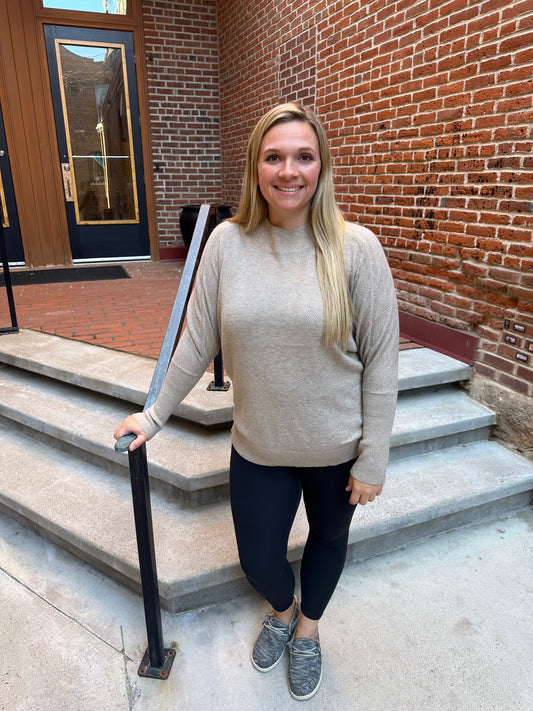 Hadley Mini Waffle Sweater In Taupe