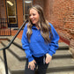 Drea Half-Zip Cropped Half Zip in Cobalt