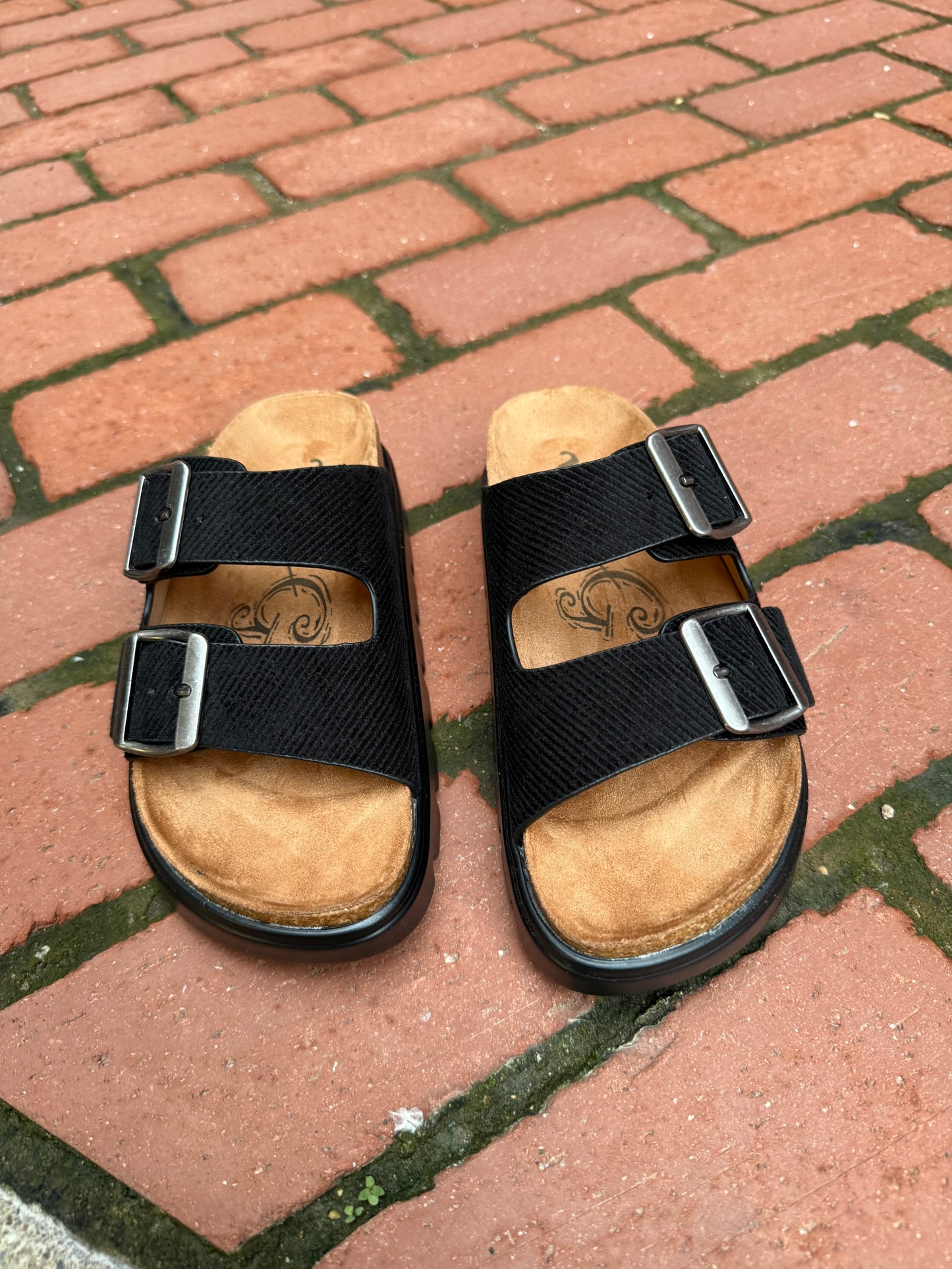Jazmin Taupe Platform Sandals in Black