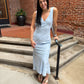 Lydia Floral Burnout Maxi Dress in Pale Blue
