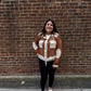 Kylie Open Knit Button Down in Rust