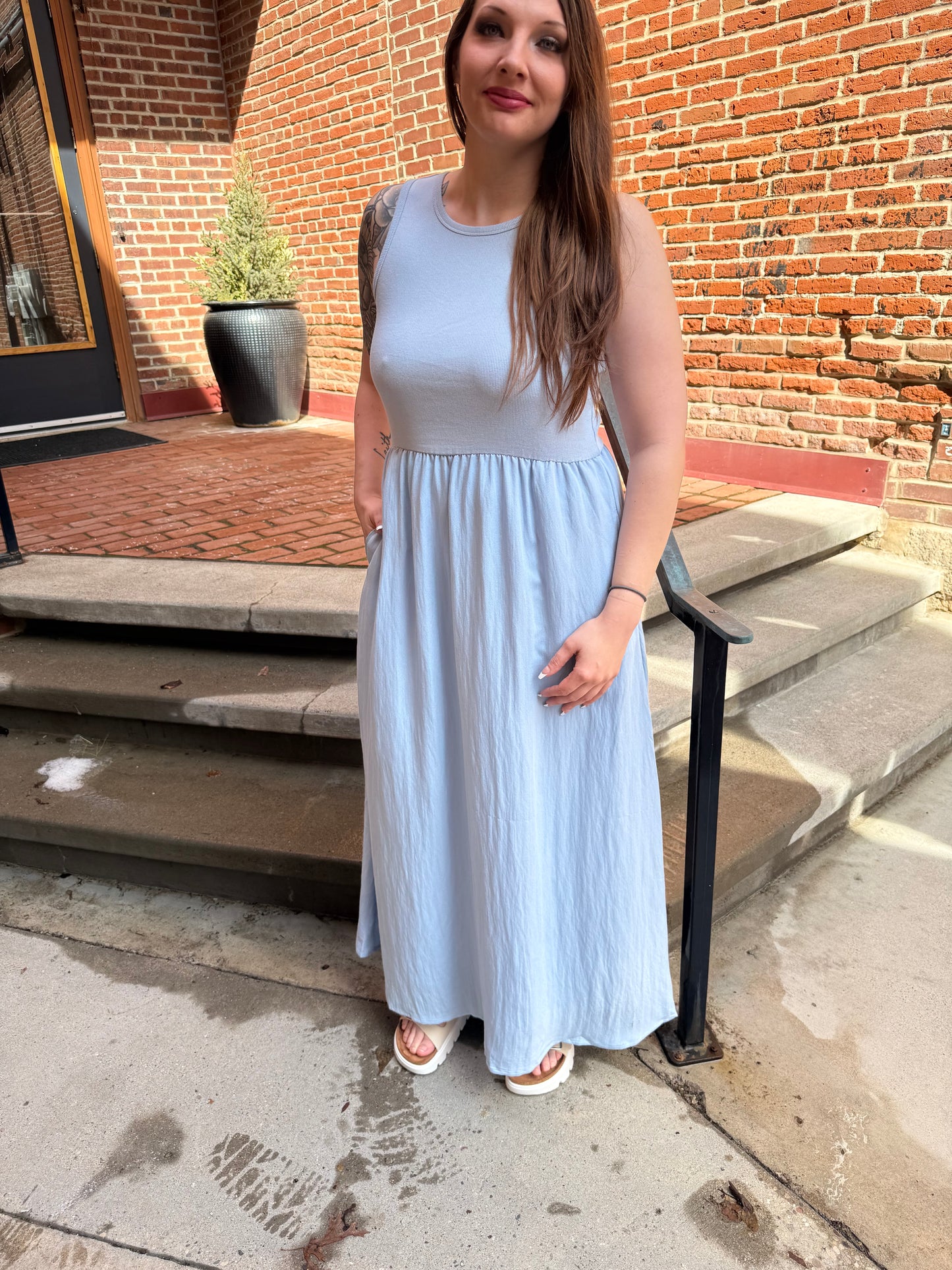 Charlotte Midi Dress in Light Blue