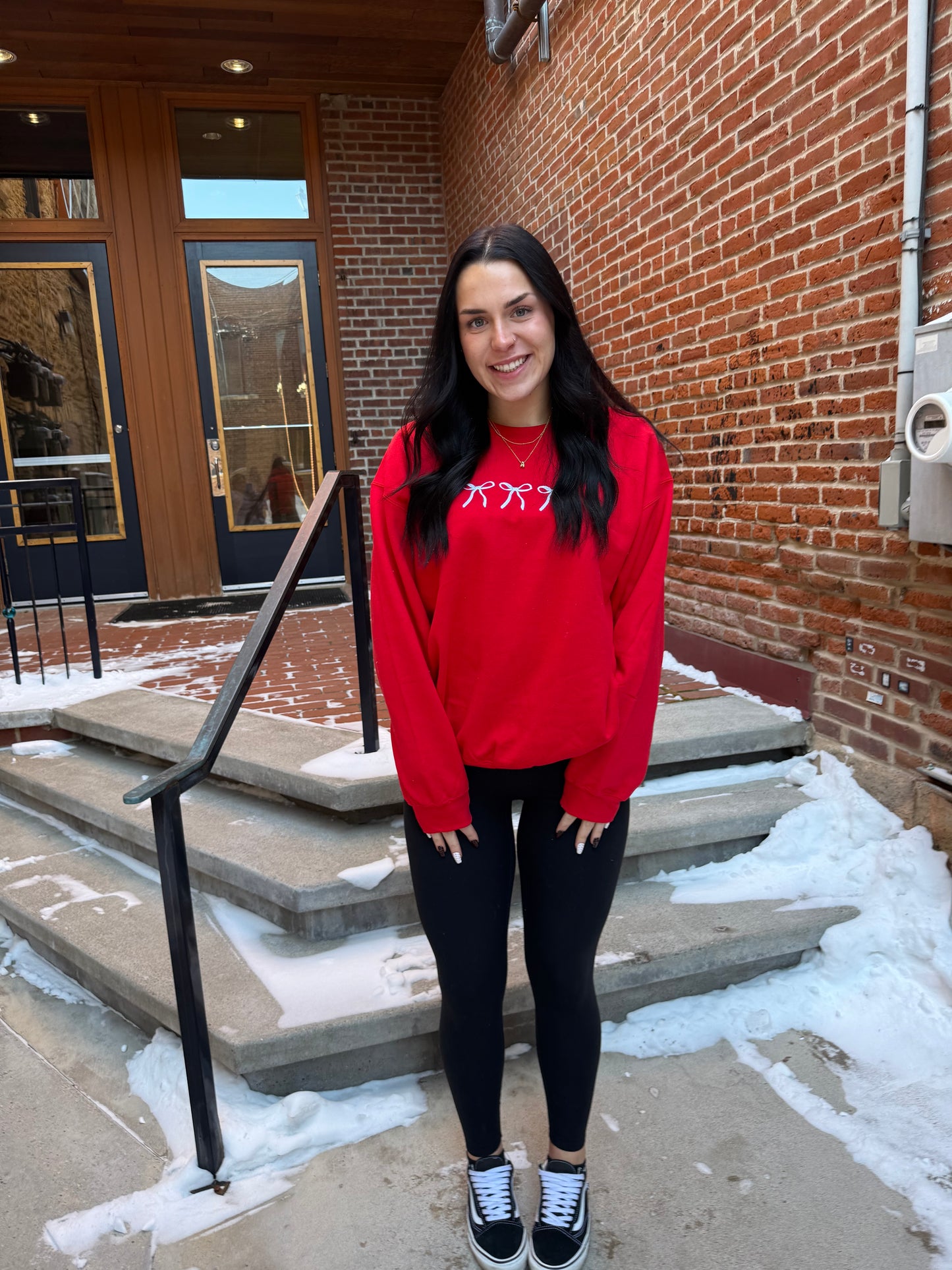 Dainty Bow Embroidered Crewneck