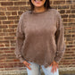 Melanie Mocha Acid Wash Fleece Pullover