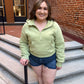 Drea Half-Zip Hoodie in Sage