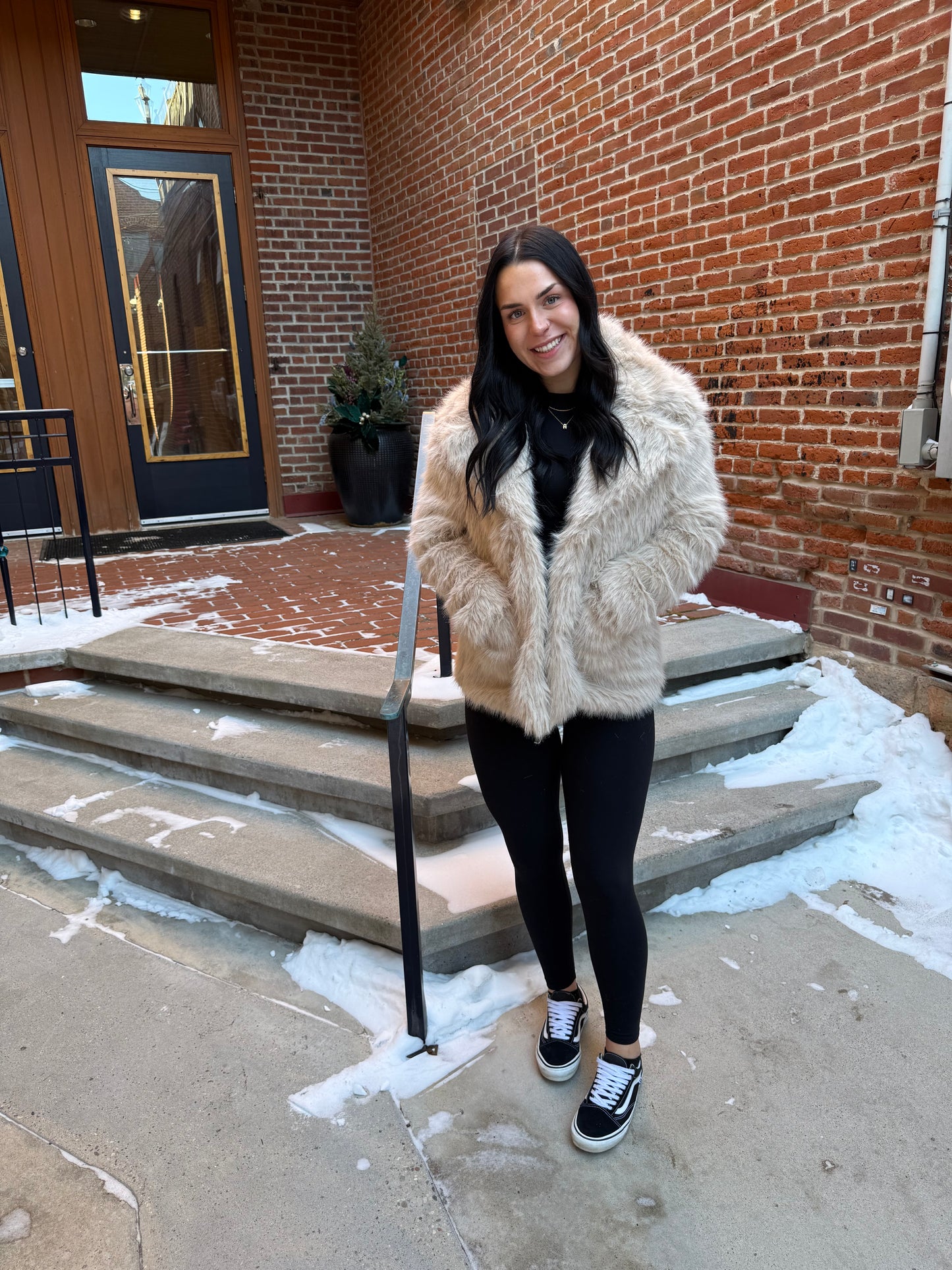 Diana Shaggy Notch Collared Faux Fur Coat