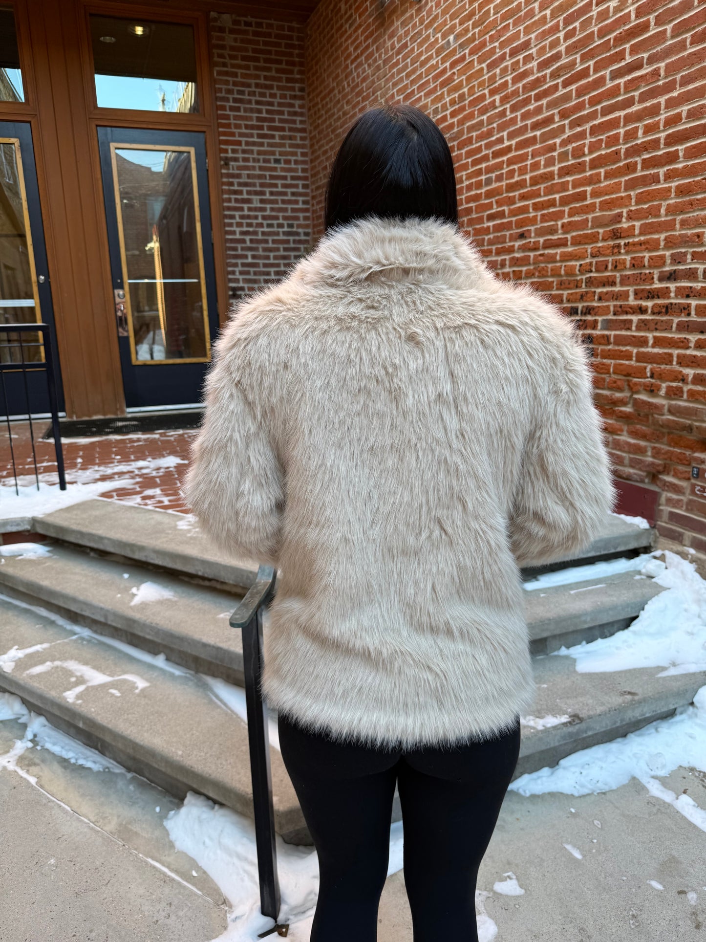 Diana Shaggy Notch Collared Faux Fur Coat