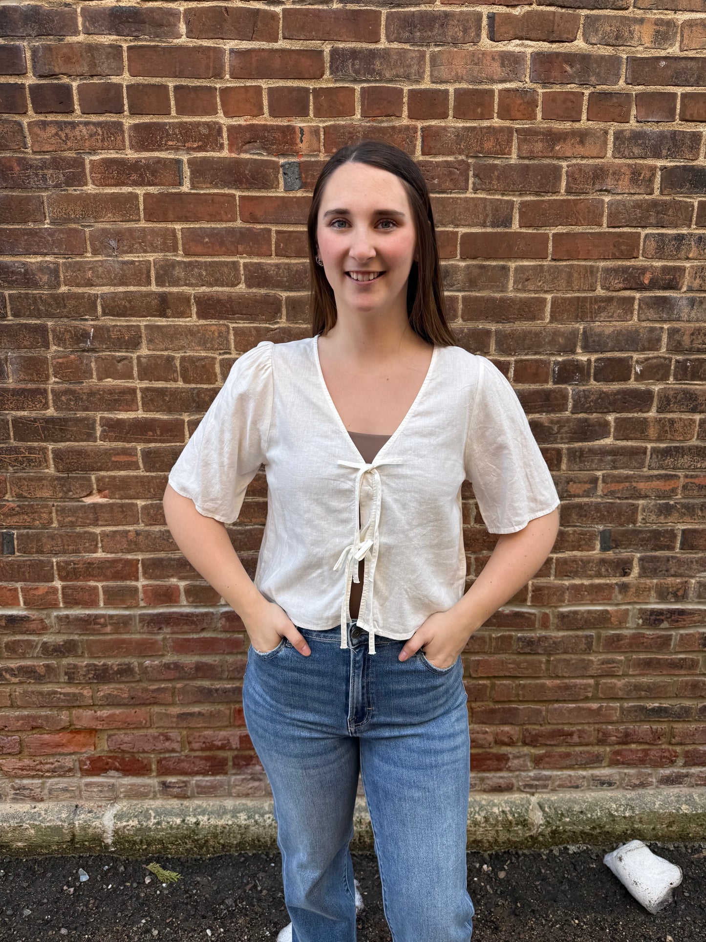 La Belle Linen Top in White