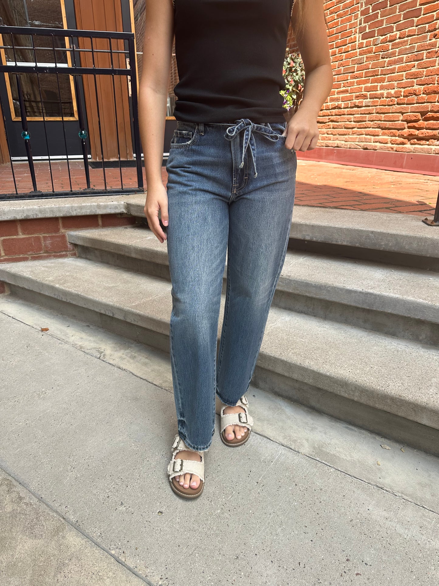 Ella Dark Classic Draw String Cropped Wide Straight