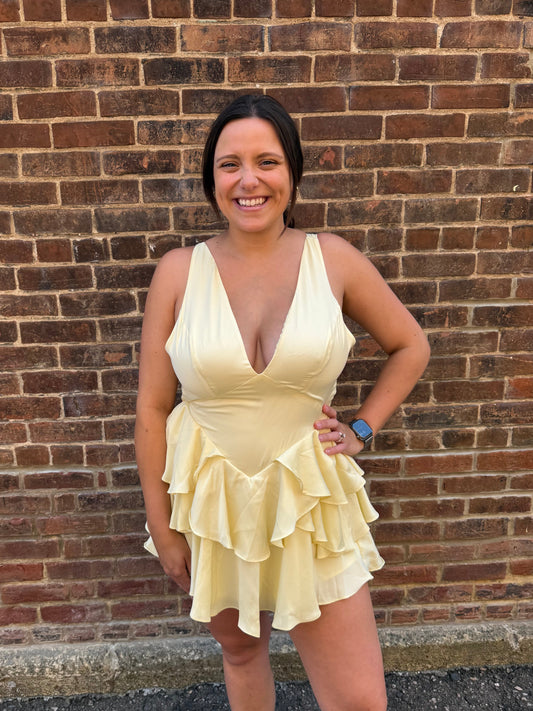 Claudia Sunshine Romper in Soft Yellow