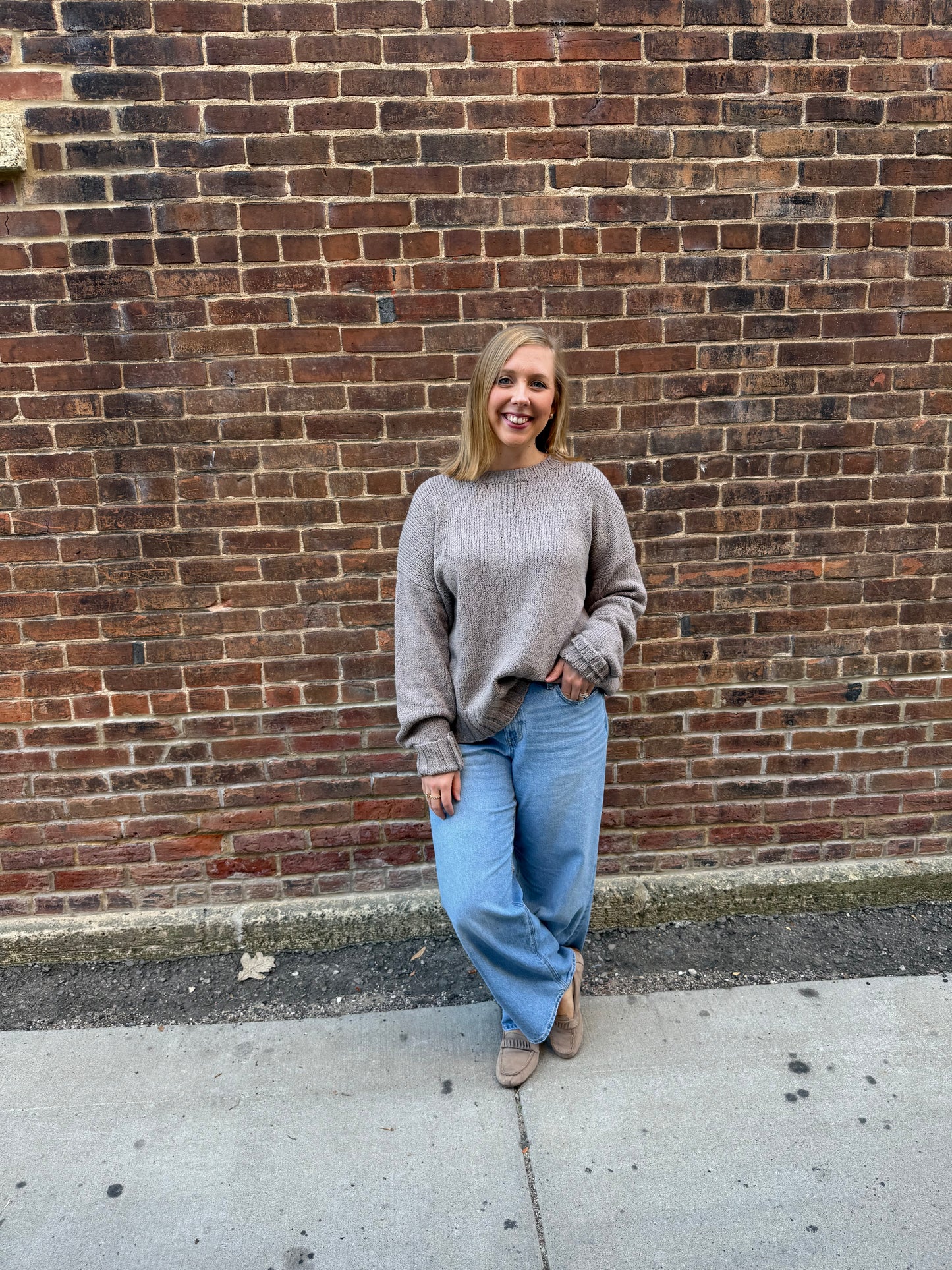 Beck Textured Sweater in Light Tavern