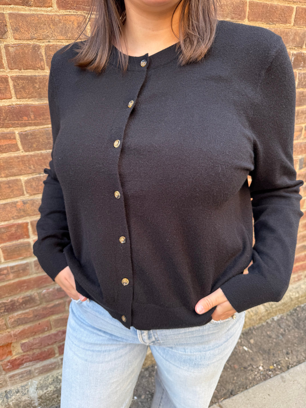 April Button Up Cardigan in Black