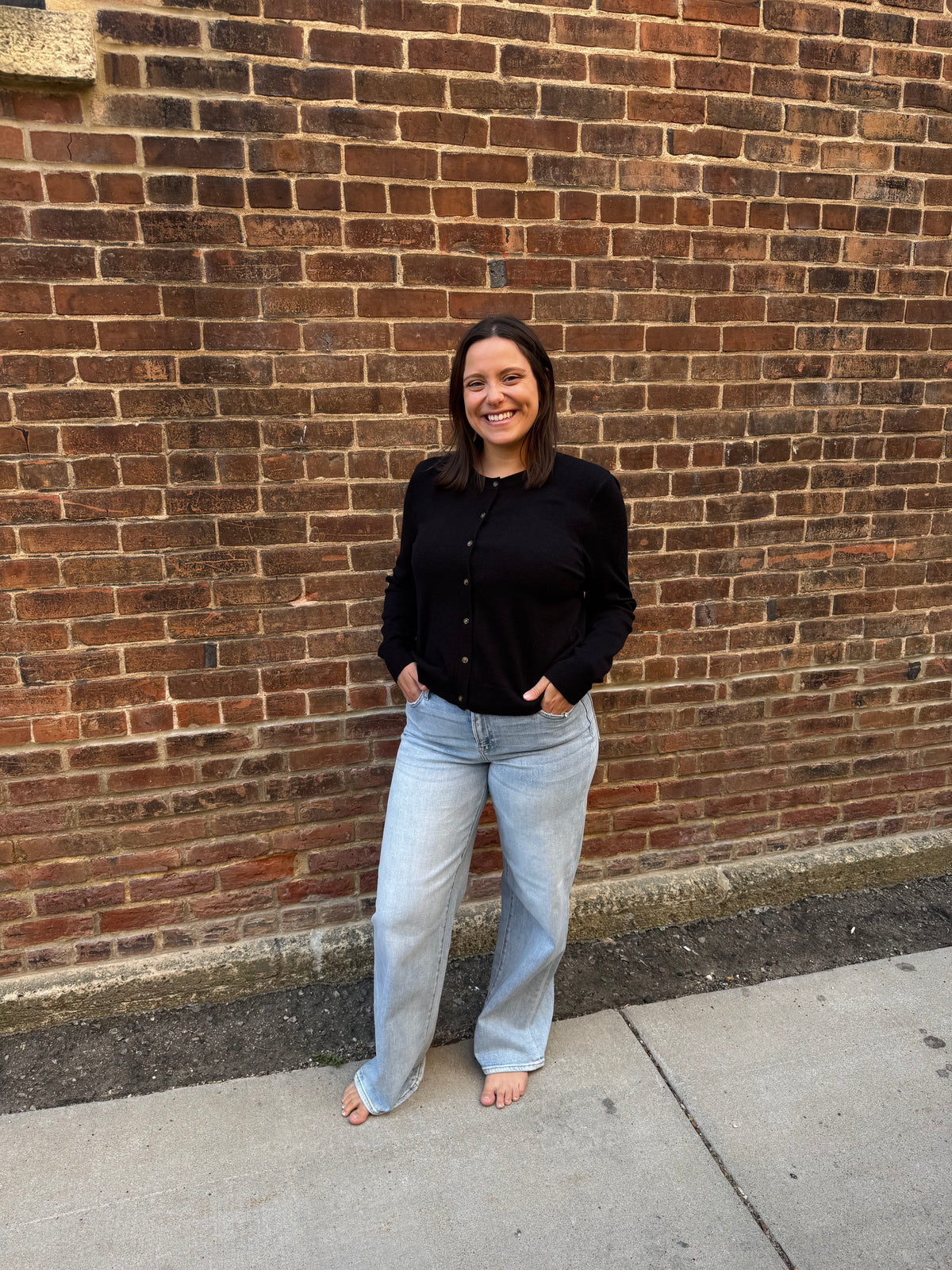 April Button Up Cardigan in Black