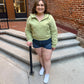 Drea Half-Zip Hoodie in Sage