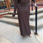 Eda Polka Dot Mesh Midi Skirt Dark Chocolate