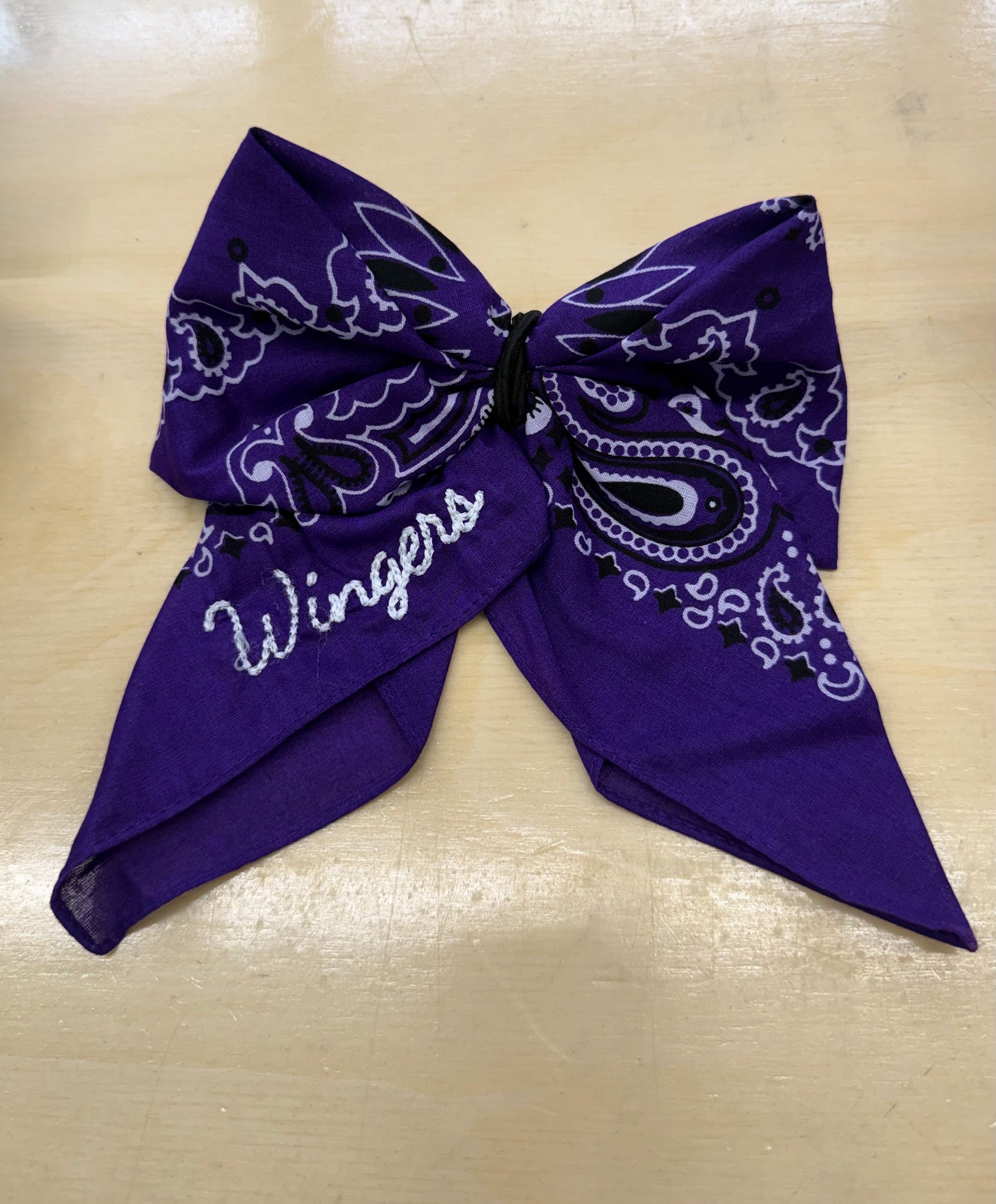 Embroidered School Spirit Wingers in Purple Backpack Clip