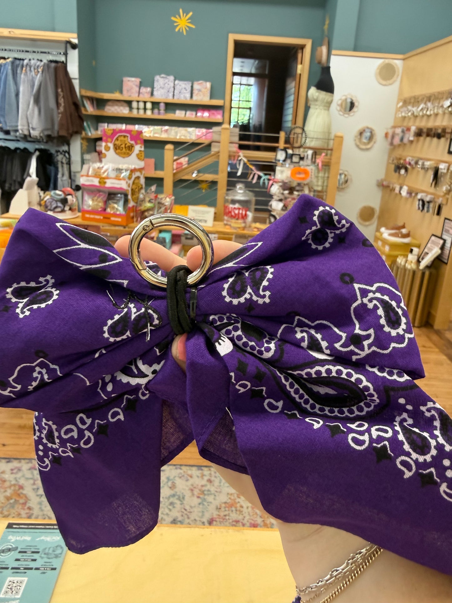 Embroidered School Spirit Wingers in Purple Backpack Clip